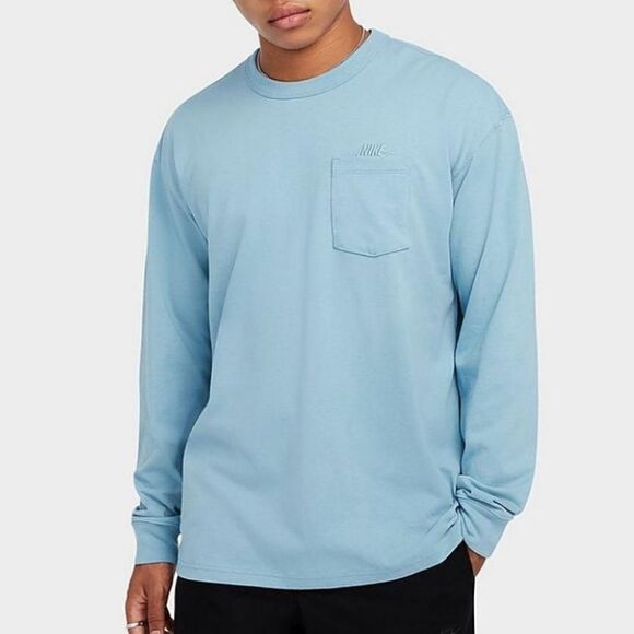 750 NWT Men's Nike Sportswear Premium Essentials Long-Sleeve Pocket T-Shirt - Picture 1 of 6